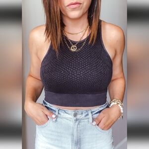 🖤🩶🐍EUC Nikibiki "Chic Snake🐍 Bra" Mineral Wash Black🖤🩶 Sz One Size🐍🖤🩶